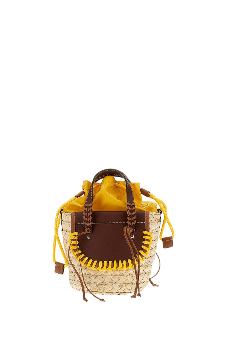 Cuba Lab Handcrafted Woven Raffia Bag With Leather Inserts