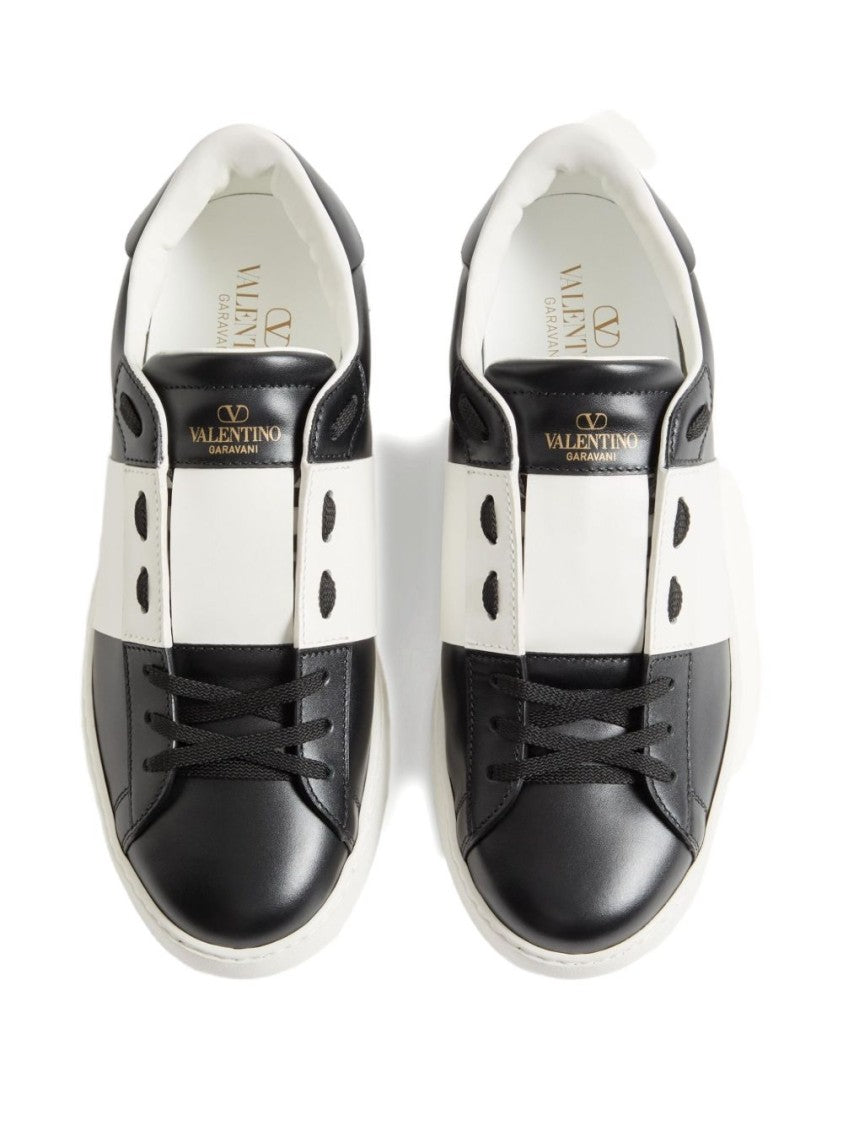 Valentino Garavani Low-Profile Black And White Color-Blocked Flat Shoes