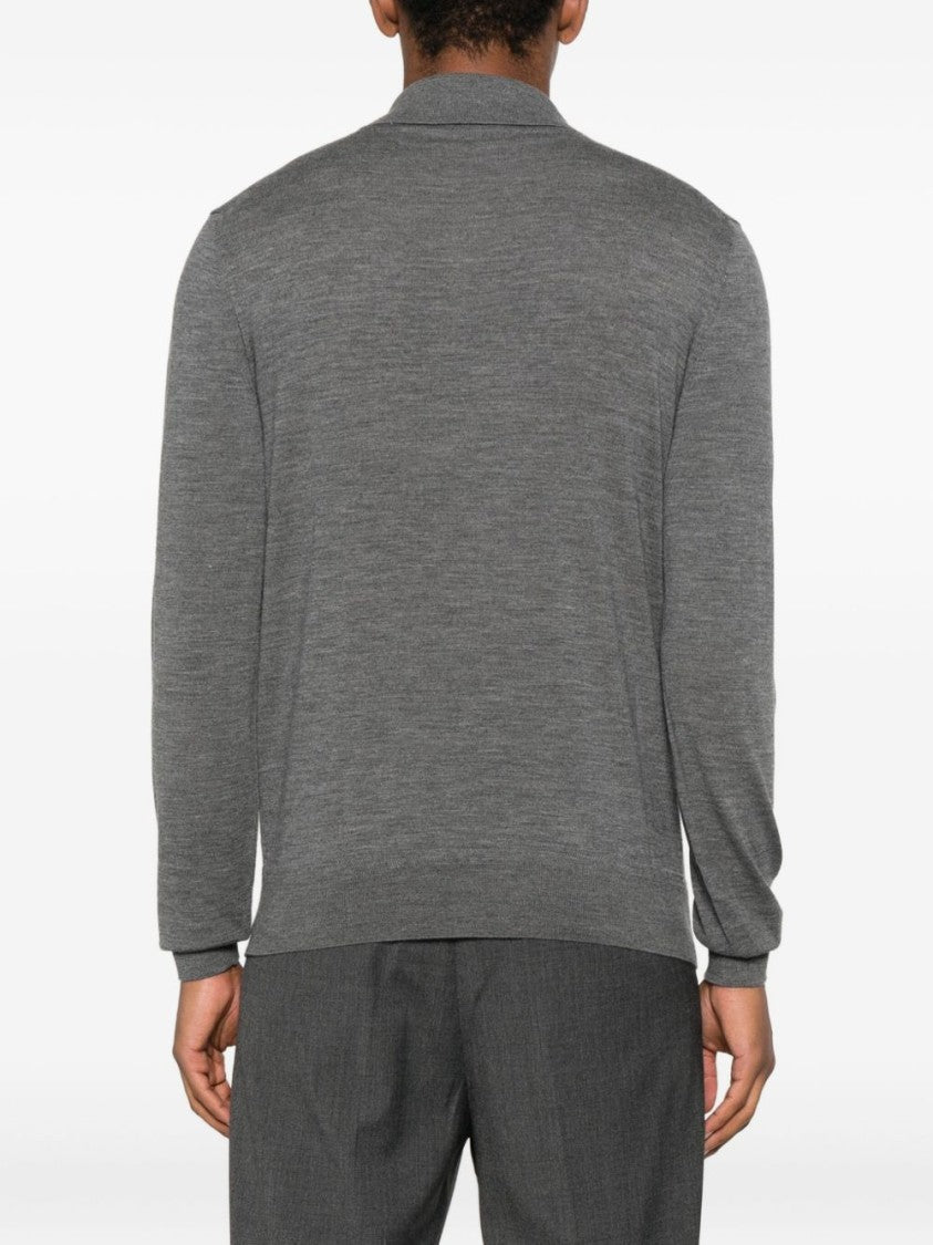 Tom Ford Grey Long-Sleeved Polo Shirt With Classic Collar And Refined Trim