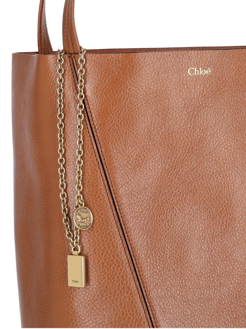 Chloé Brown Spin Pebbled Leather Tote Bag