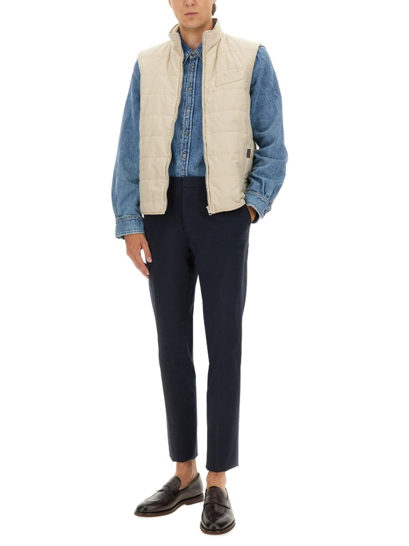 Fay Quilted Vest With High Collar And Padded Texture