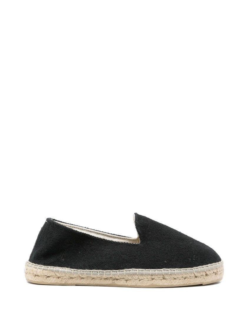 Manebi Coarse-Textured Black Flat Jute Espadrilles