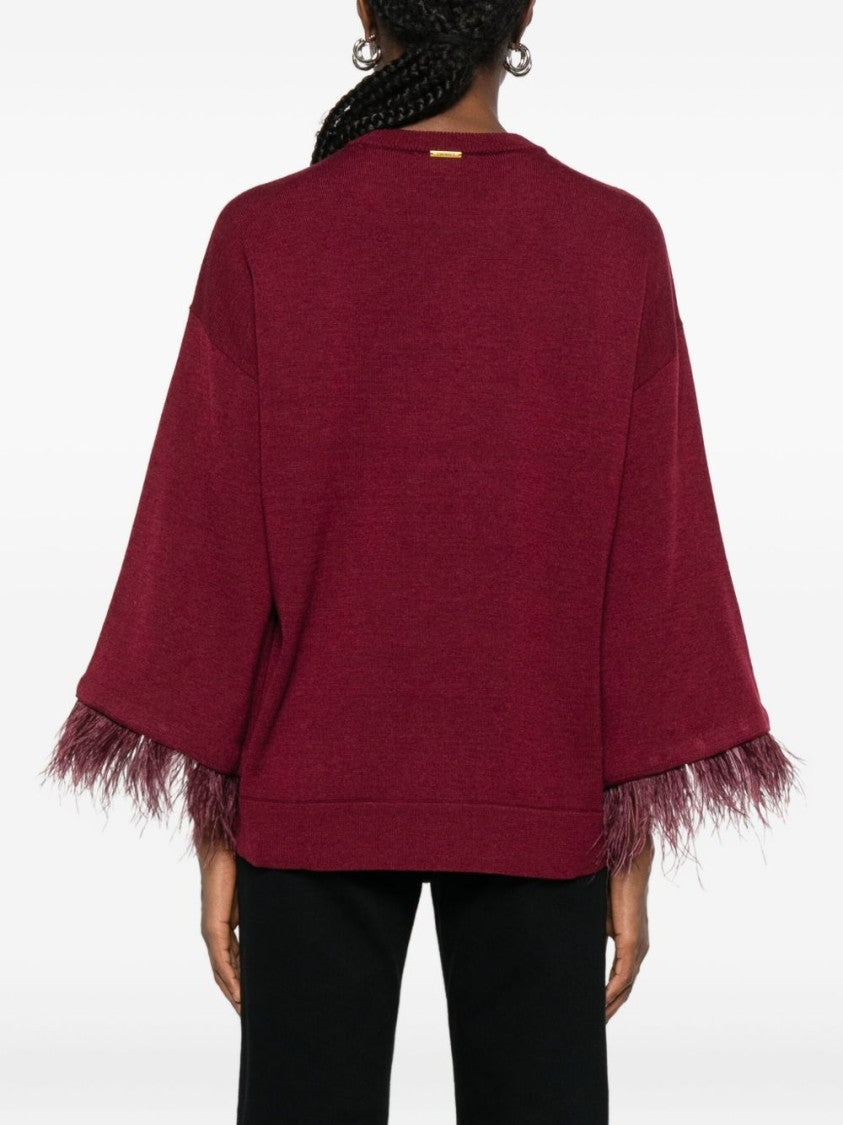 Twinset U&B Classic Knit Sweater In Rich Red