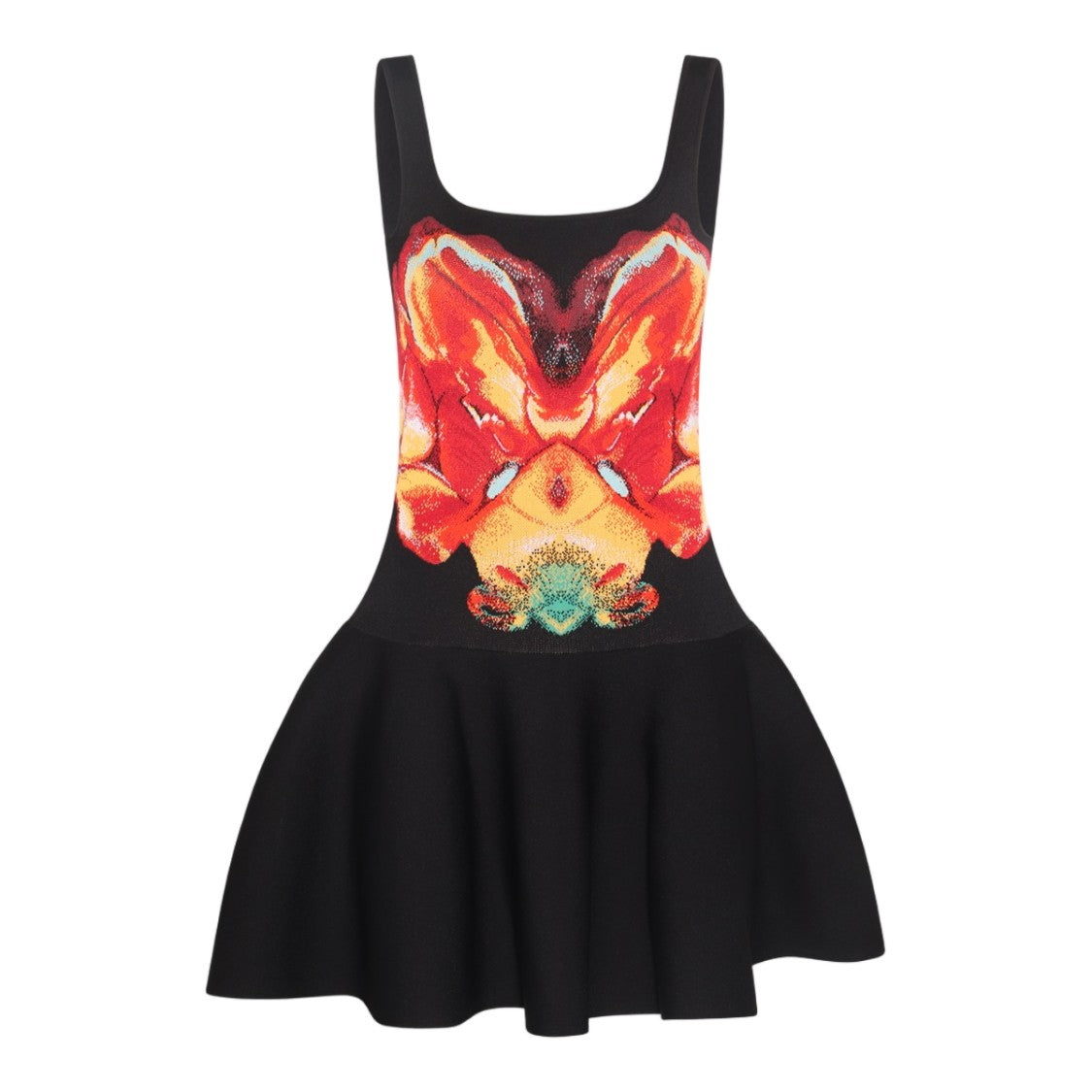 Alexander Mcqueen Fitted Bodice Mini Dress With Abstract Pattern