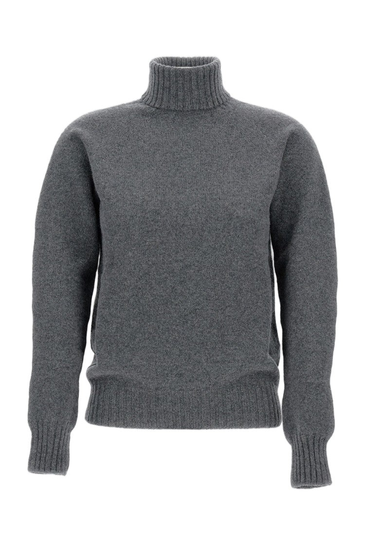 Drumohr Flat-Knit Wool Turtleneck Sweater With Ribbed Details