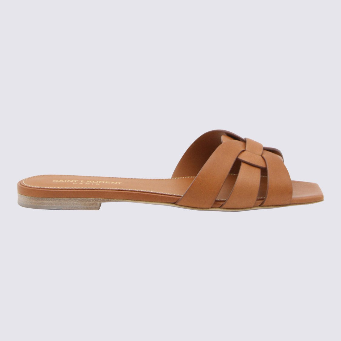 Saint Laurent Brown Leather Tribute Flats