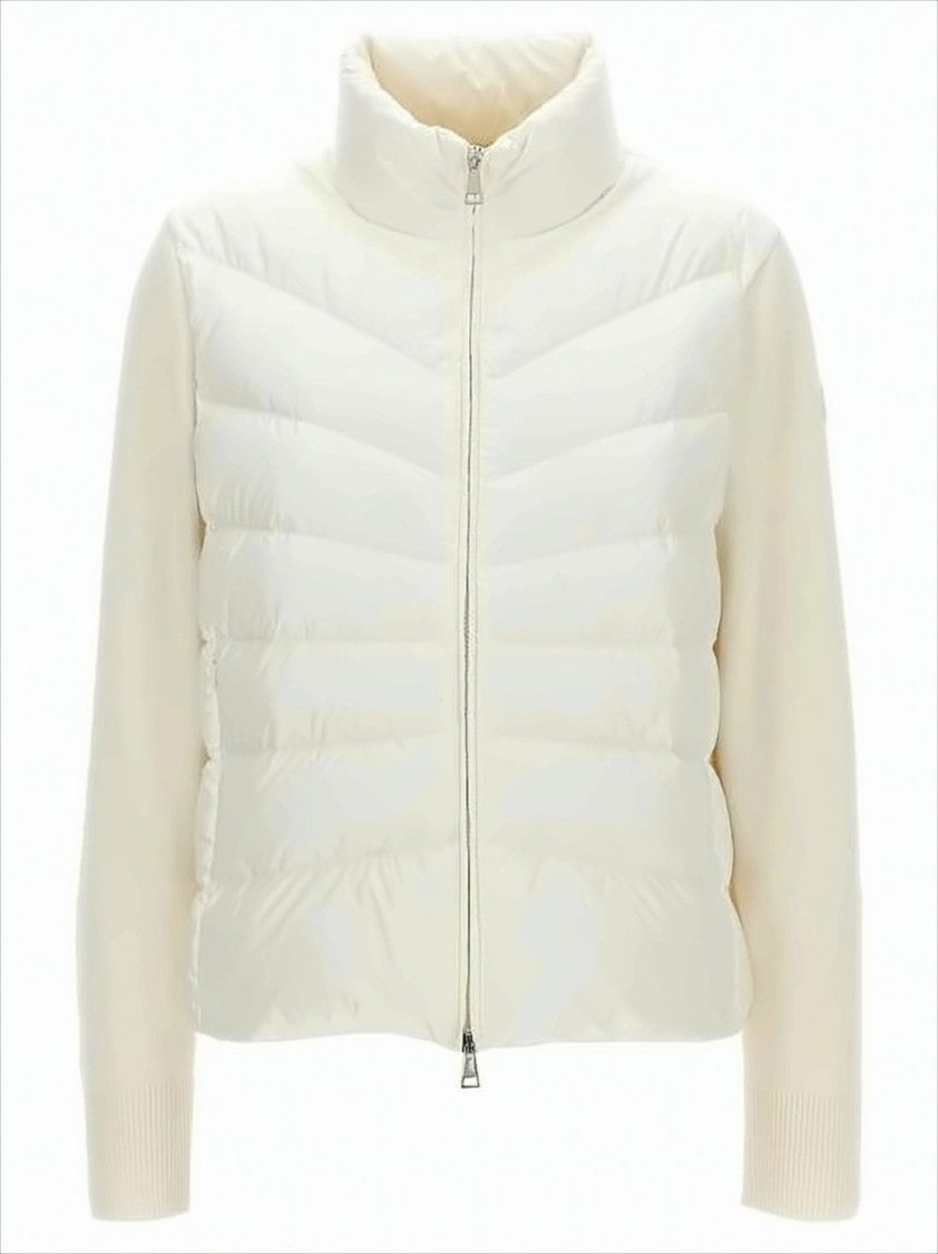 Moncler Padded Nylon Down Coat With Contrasting Knit Sleeves