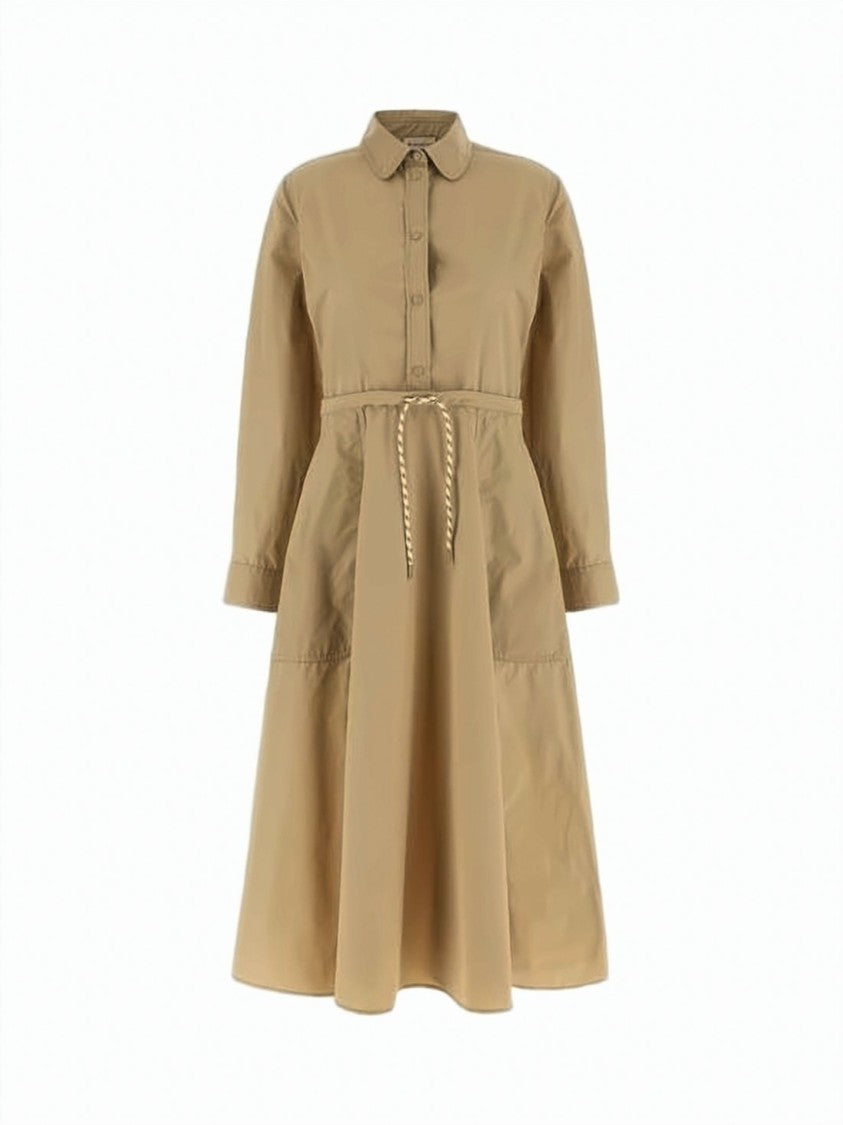 Moncler Midi Dress With Button-Down Front And Flared Skirt