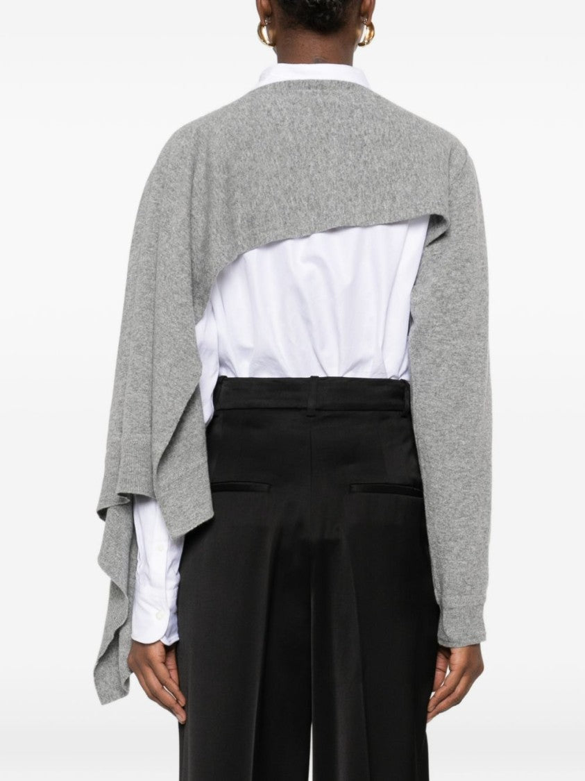 Jil Sander Gray Asymmetrical Shape Draped Sweater