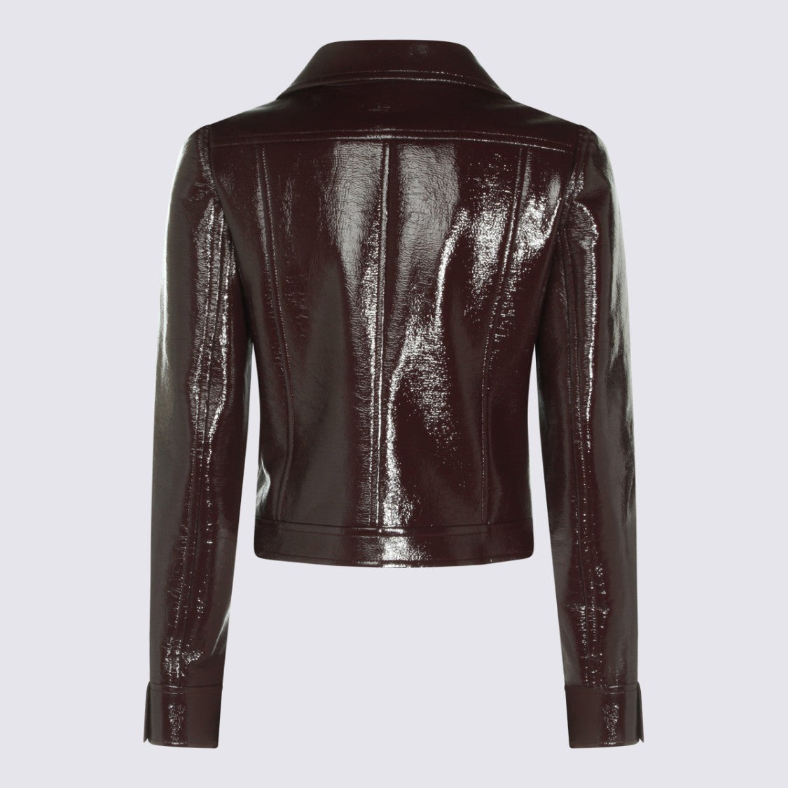 Courrèges Cropped Burgundy Jacket With Glossy Finish