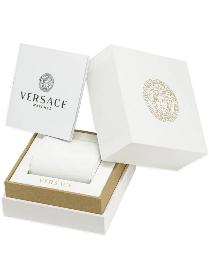 Versace Palazzo Empire Greca Diamond Watch With Gold-Tone Mesh Bracelet