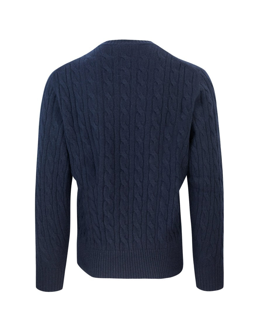 Lacoste Navy Cable Knit Wool Sweater