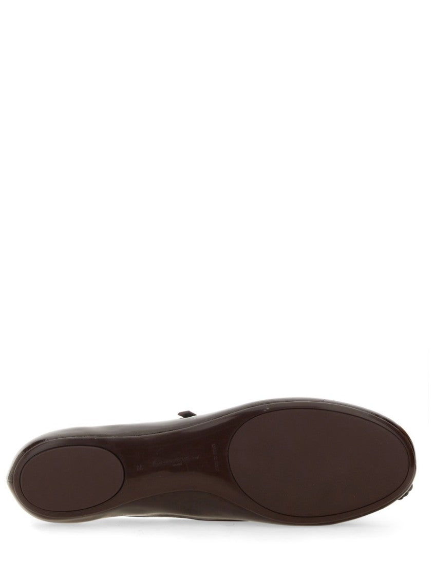Gianvito Rossi "Carla" Dancer Brown Ballet Flats