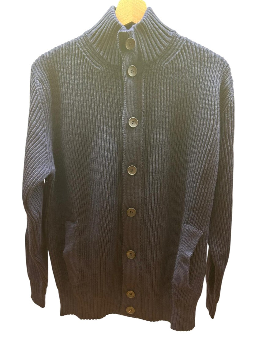 Paolo Fiorillo Capri Ribbed Knit Cardigan With High Collar