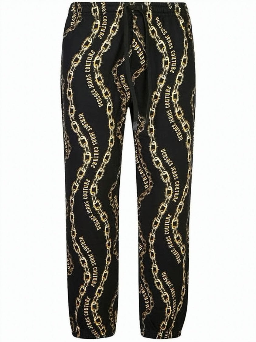 Versace Relaxed Fit Jogger Pants With Gold Chain Print