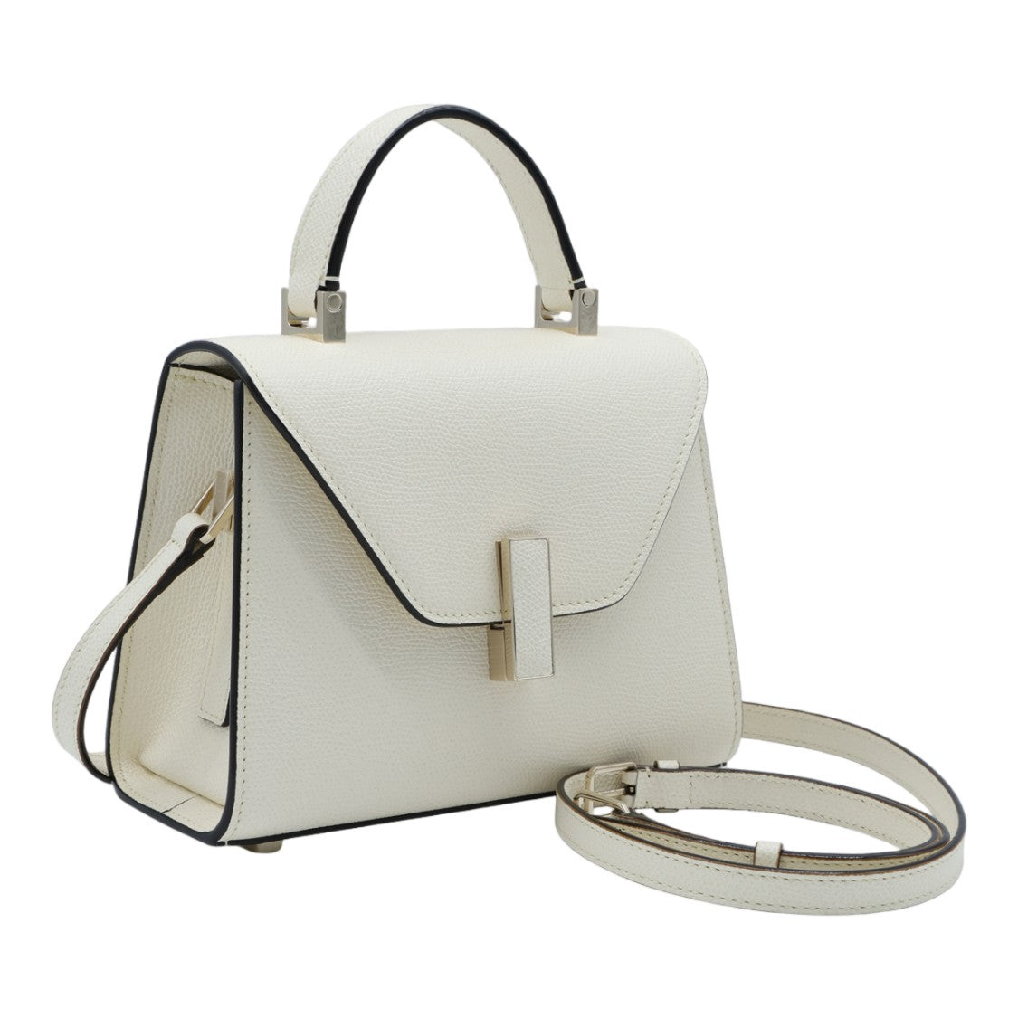 Valextra Structured Trapezoidal Metallic Clasp Handbag