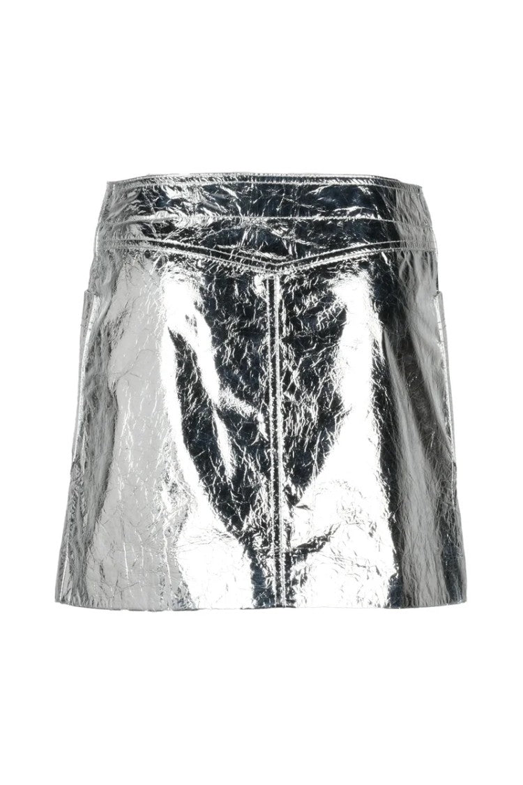 Dior Mini Skirt Leather - Silver