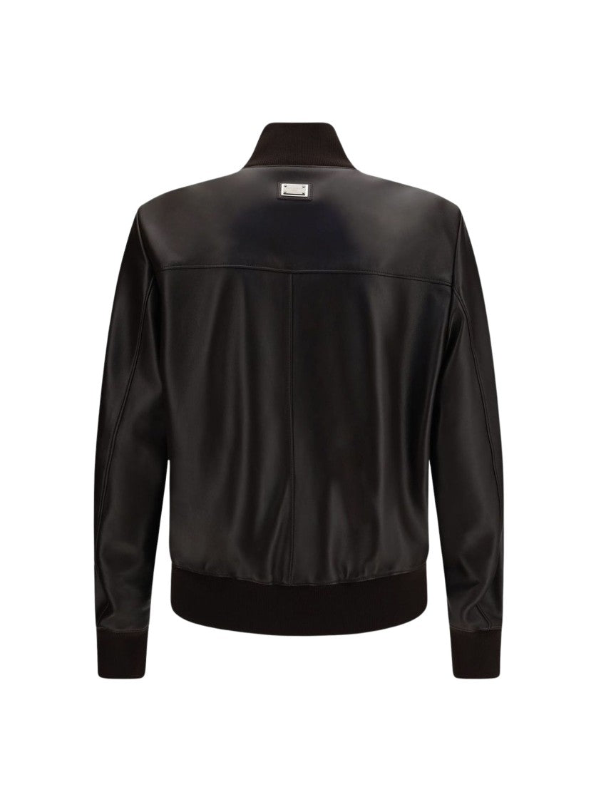 Dolce & Gabbana Lambskin Leather Bomber Jacket