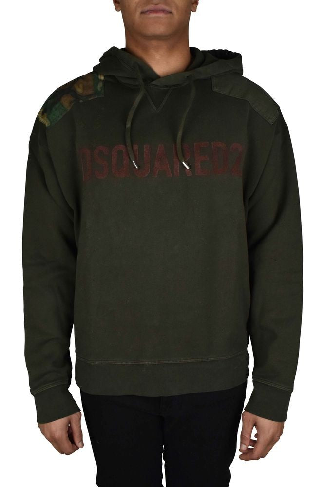 Dsquared2 Oversized Khaki Green Cotton Hoodie