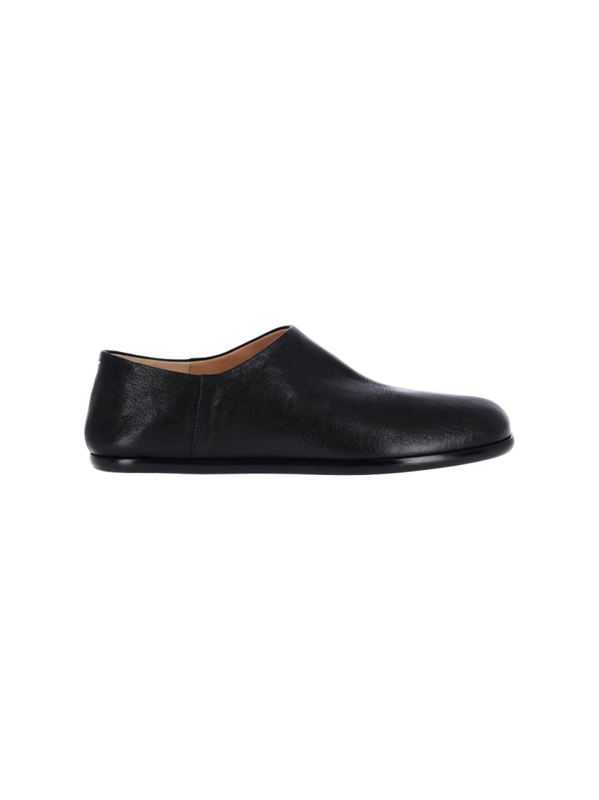 Maison Margiela Black Camel Leather Low Slip-On Tabi Shoes