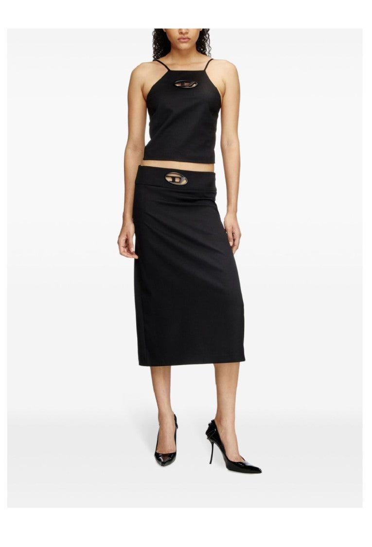 Diesel Fitted Black Top With Oval Cutout