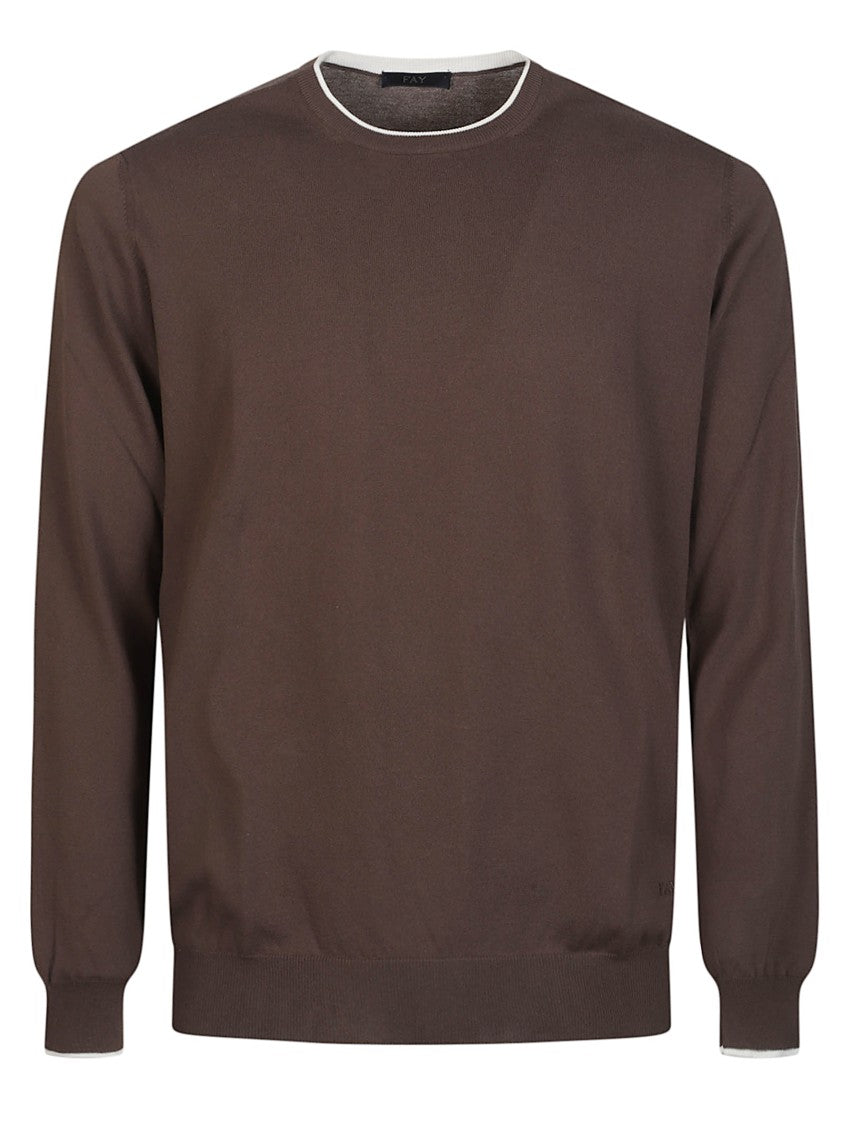 Fay Round Neck Cotton Sweater