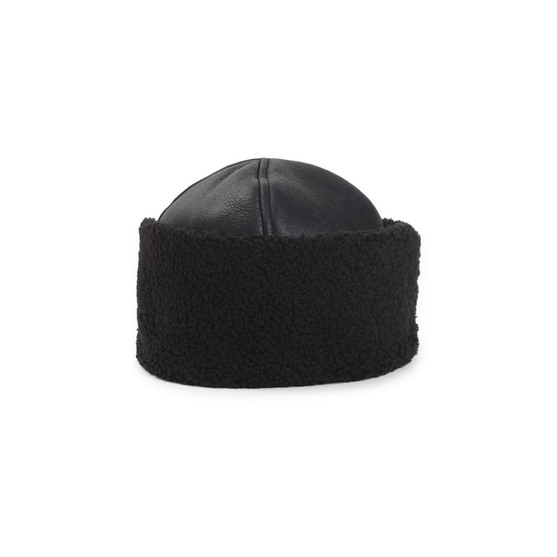 Our Legacy Lambskin Leather Hat With Textured Shearling Band