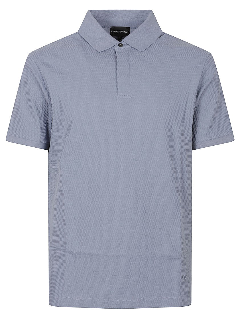 Emporio Armani Textured Pattern Polo Shirt With Tailored Fit