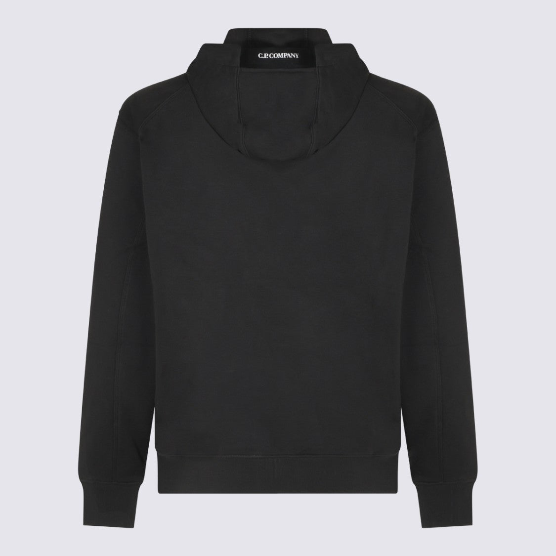 C.P. Company Black Hooded Sweater With Distinctive Logo Patch