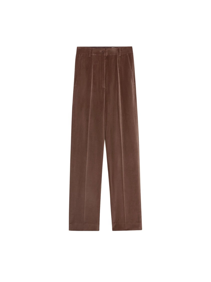 Pence Viola Coffee Velvet Wide-Leg Pants