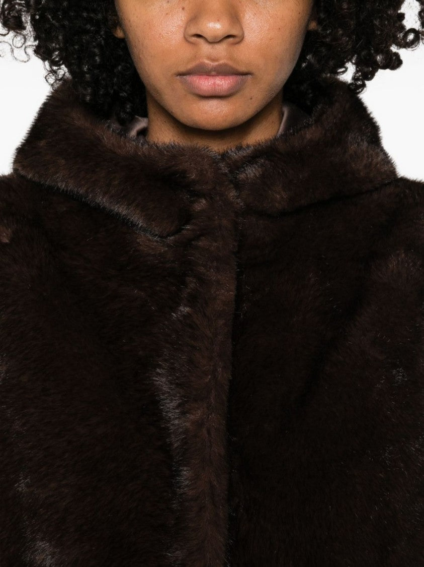 Betta Corradi Sleeveless Brown Faux Fur Coat