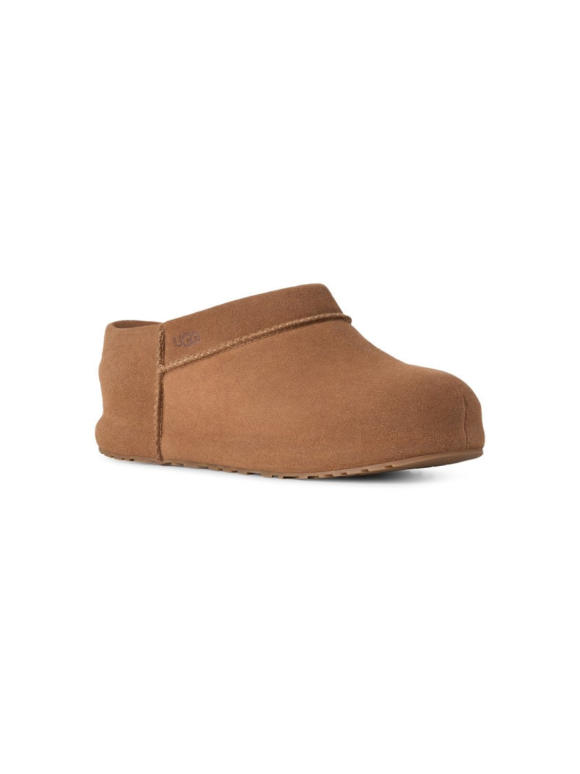 Ugg Versatile Suede Clog With Sheepskin Lining And Rubber Sole
