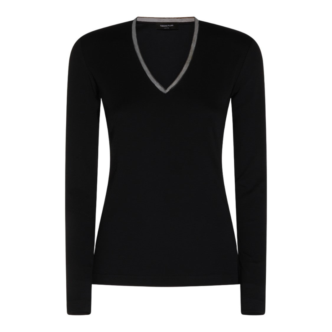 Fabiana Filippi Fitted Long-Sleeved Top With Deep V-Neckline