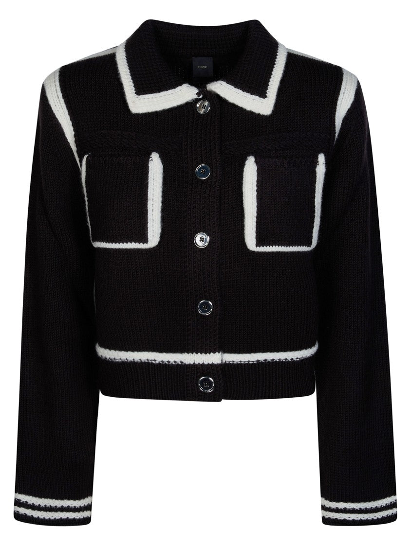 Pinko New Sulcis Metallic Button Chunky Knit Jacket
