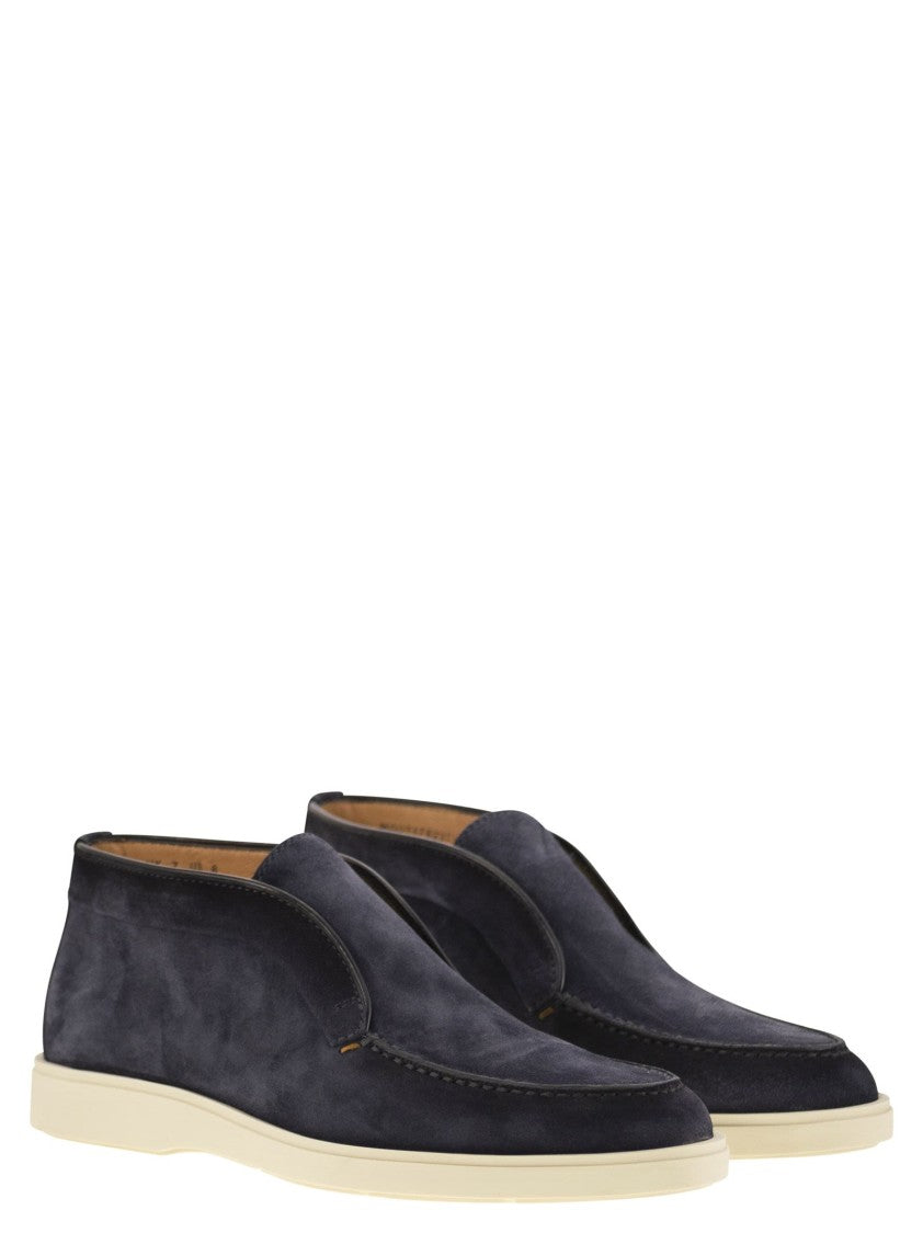 Santoni Blue Suede Desert Boot