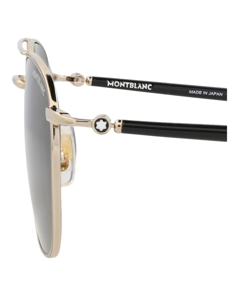 Montblanc Aviator-Frame Metal Sunglasses With Adjustable Nose Pads