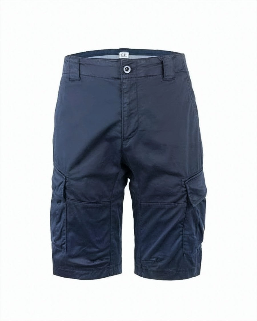 C.P. Company Tailored Blue Shorts With Cargo Pockets And Logo Detail