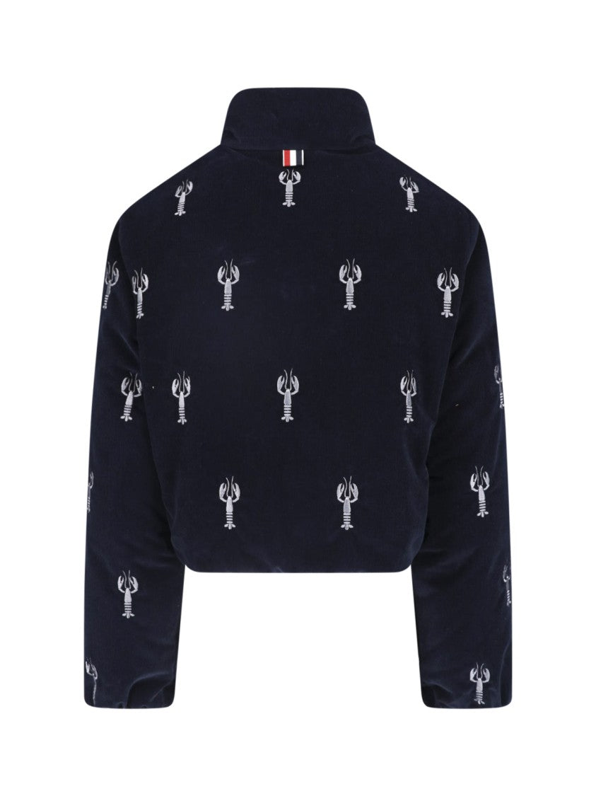 Thom Browne Blue Corduroy Reversible Cropped Jacket