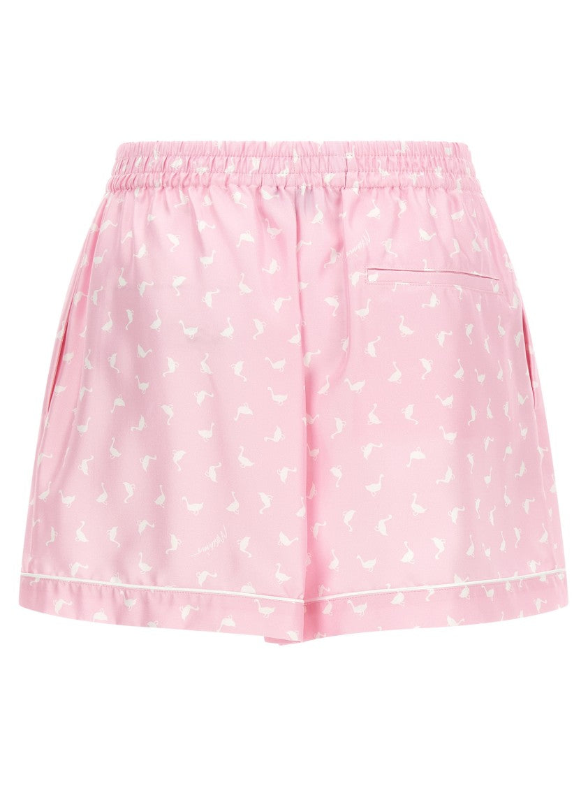 Moschino Pleated Cotton Poplin Shorts With Two-Tone Waistband
