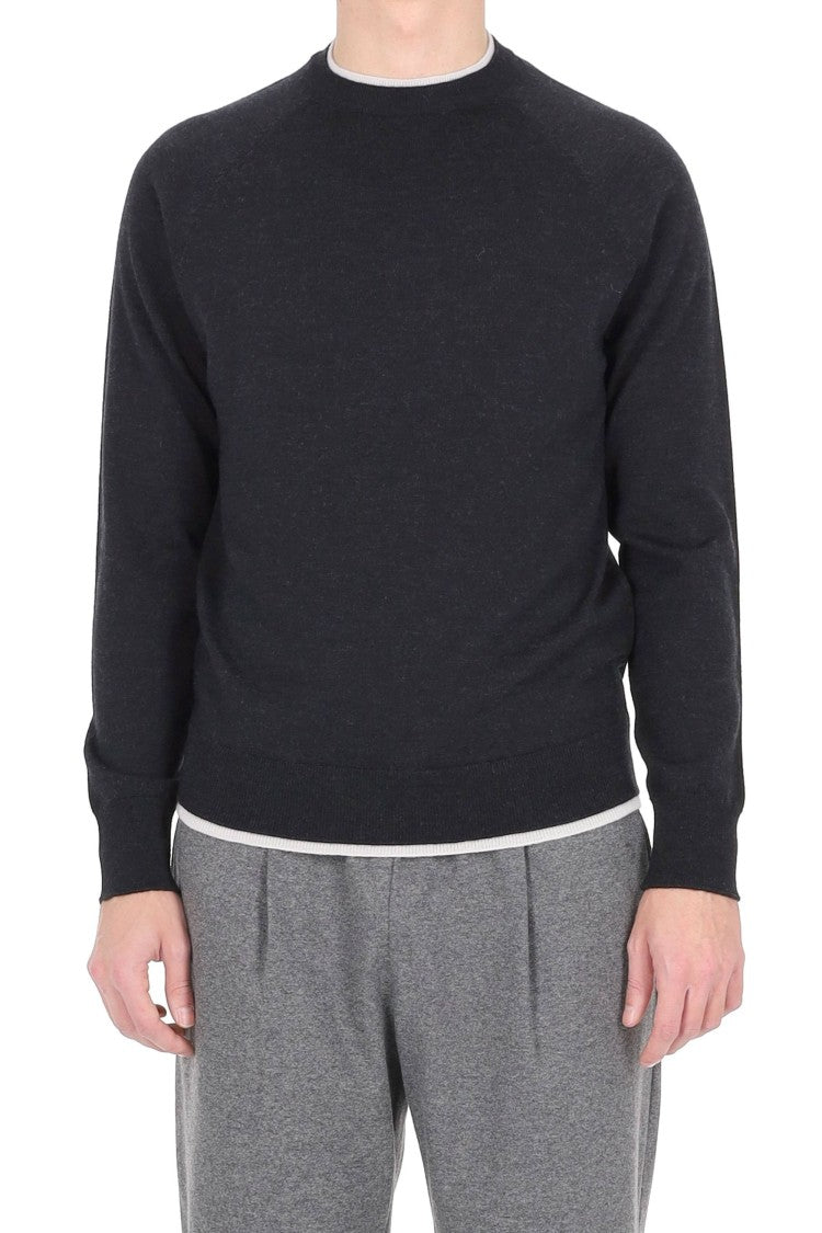 Eleventy Crew Neck Sweater In Pure Virgin Wool