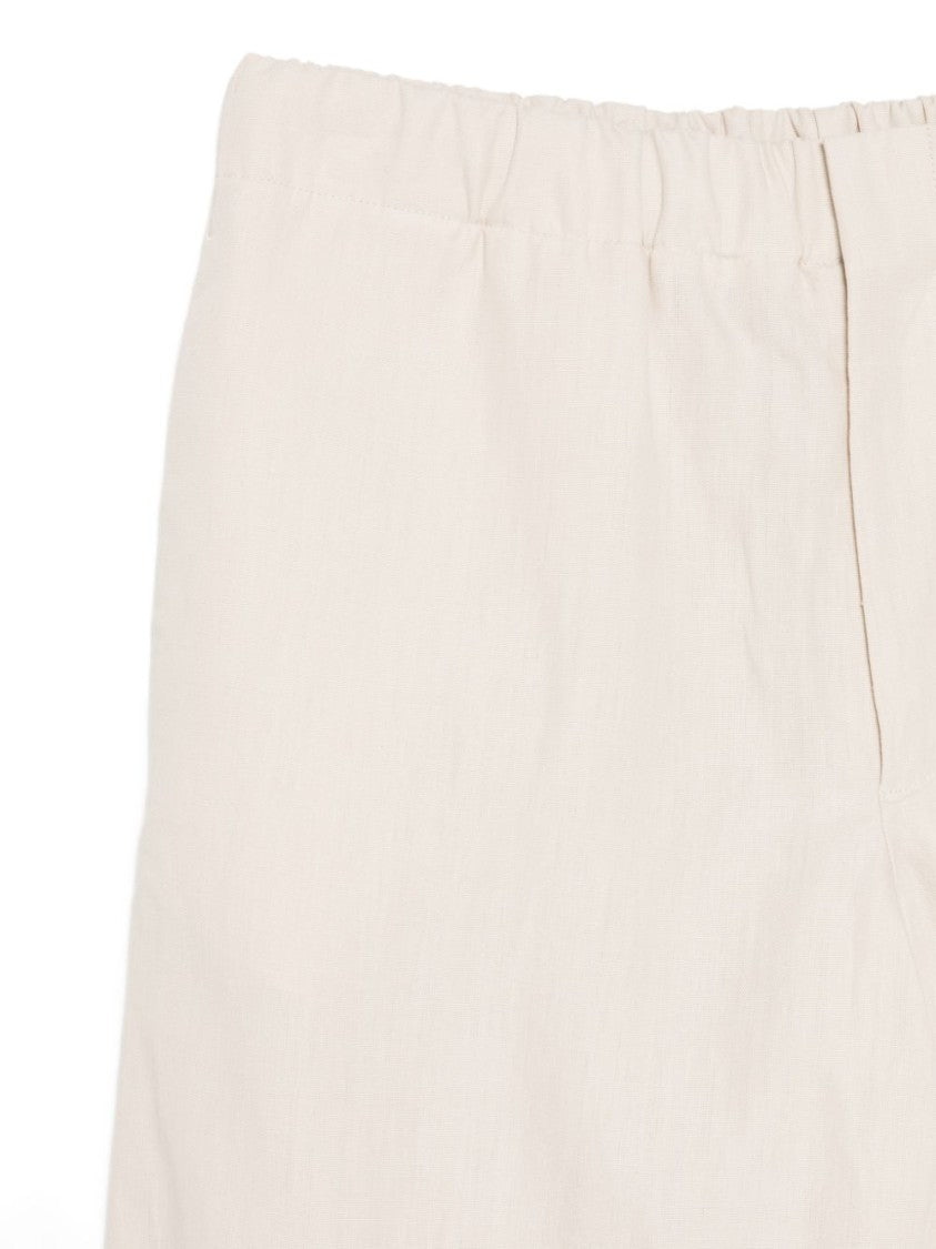 Lardini Neutral Beige Straight-Leg Pants With Elasticated Waistband And Flap Pockets