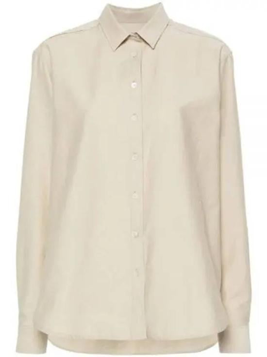 Totême Button-Up Blouse With Pointed Collar And Curved Hem