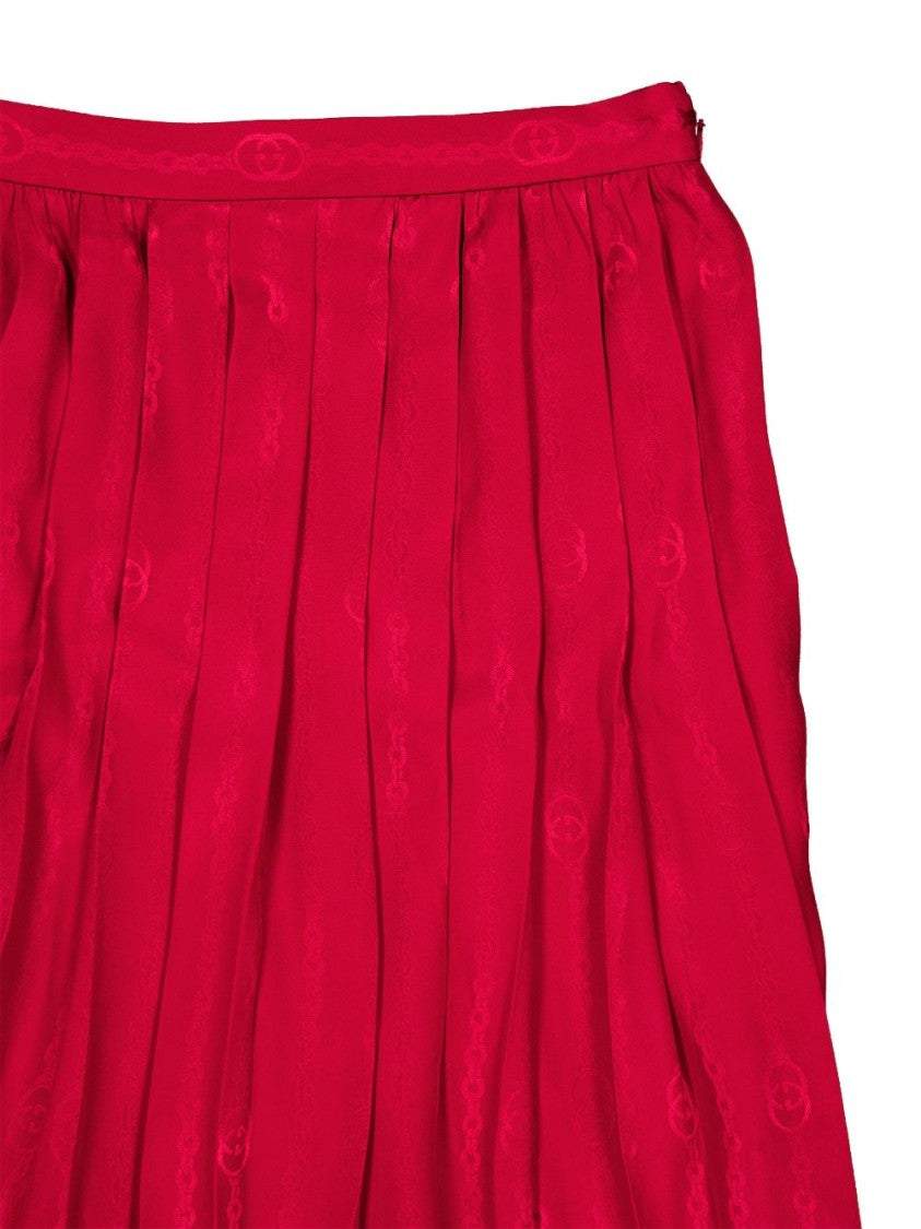 Gucci Textured Tonal Pattern Pleated Silk Skirt