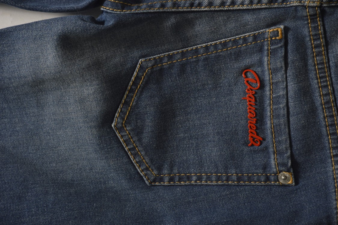 Dsquared2 Blue Mid-Rise Cropped Twiggy Jeans