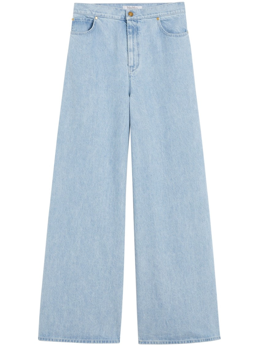 Max Mara Wide-Leg High-Waisted Light Blue Denim Trousers