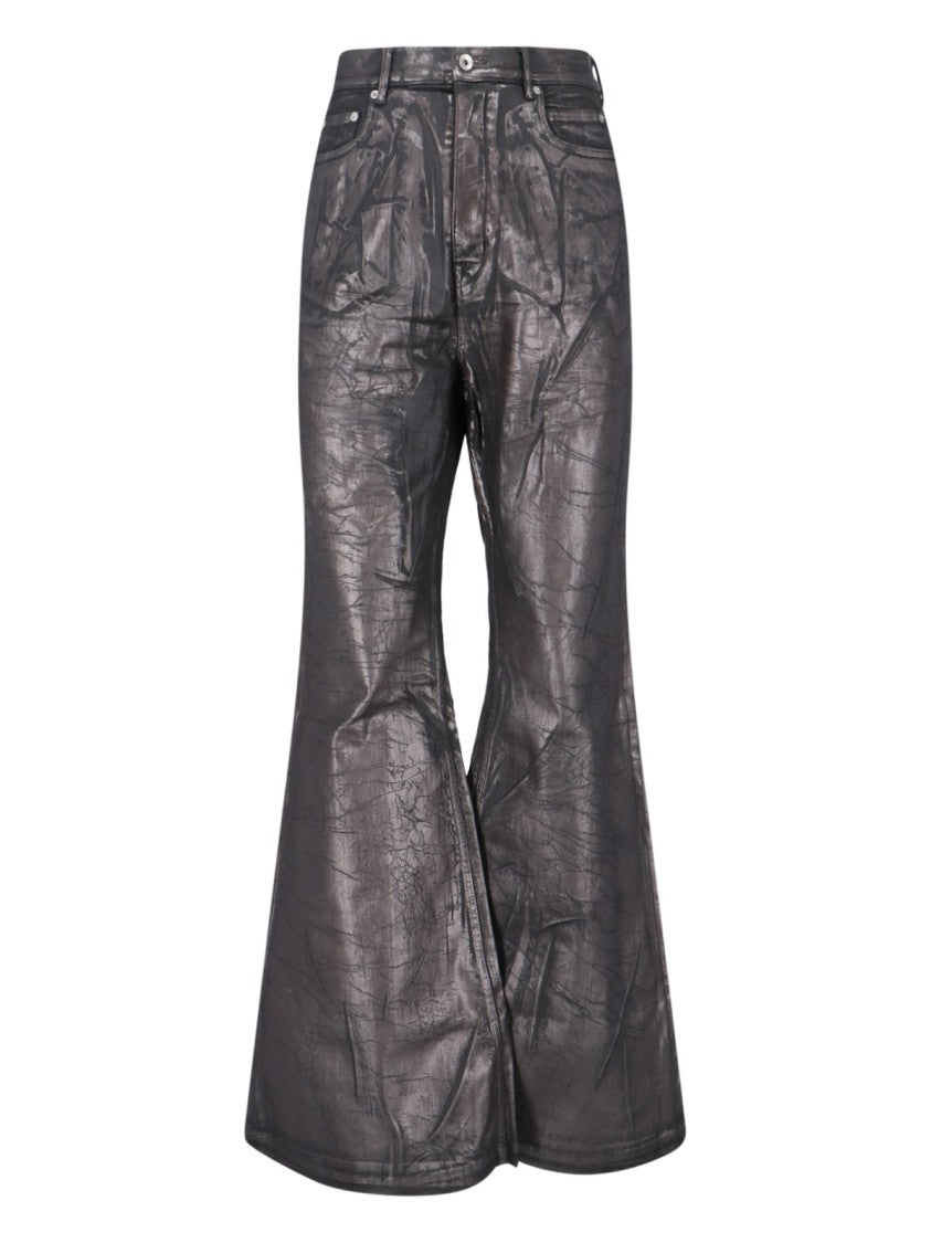 Drkshdw By Rick Owens High-Waisted Bootcut Jeans With Worn Finish