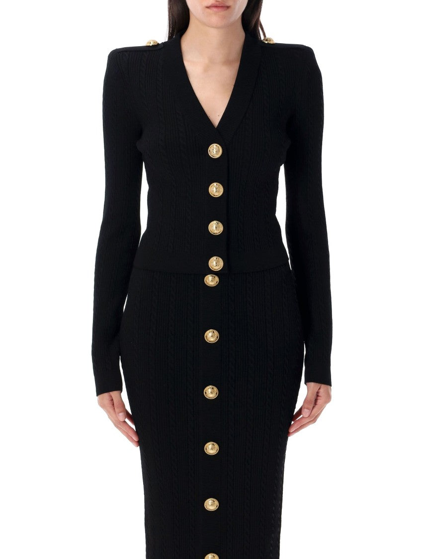 Balmain Long Sleeves Ribbed And Cable-Knit Cardigan