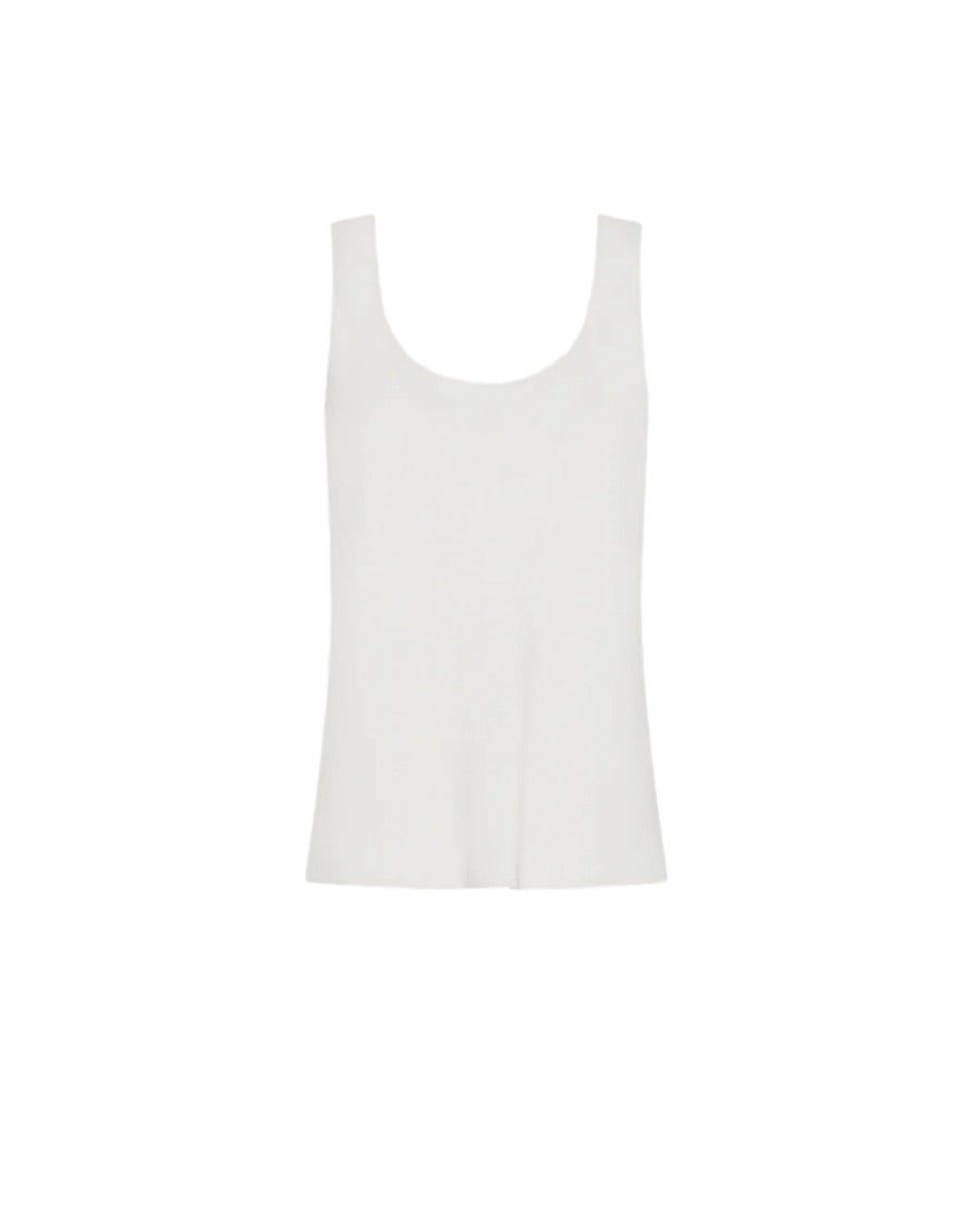 Seventy White Viscose Cady Crêpe Sleeveless Tank Top