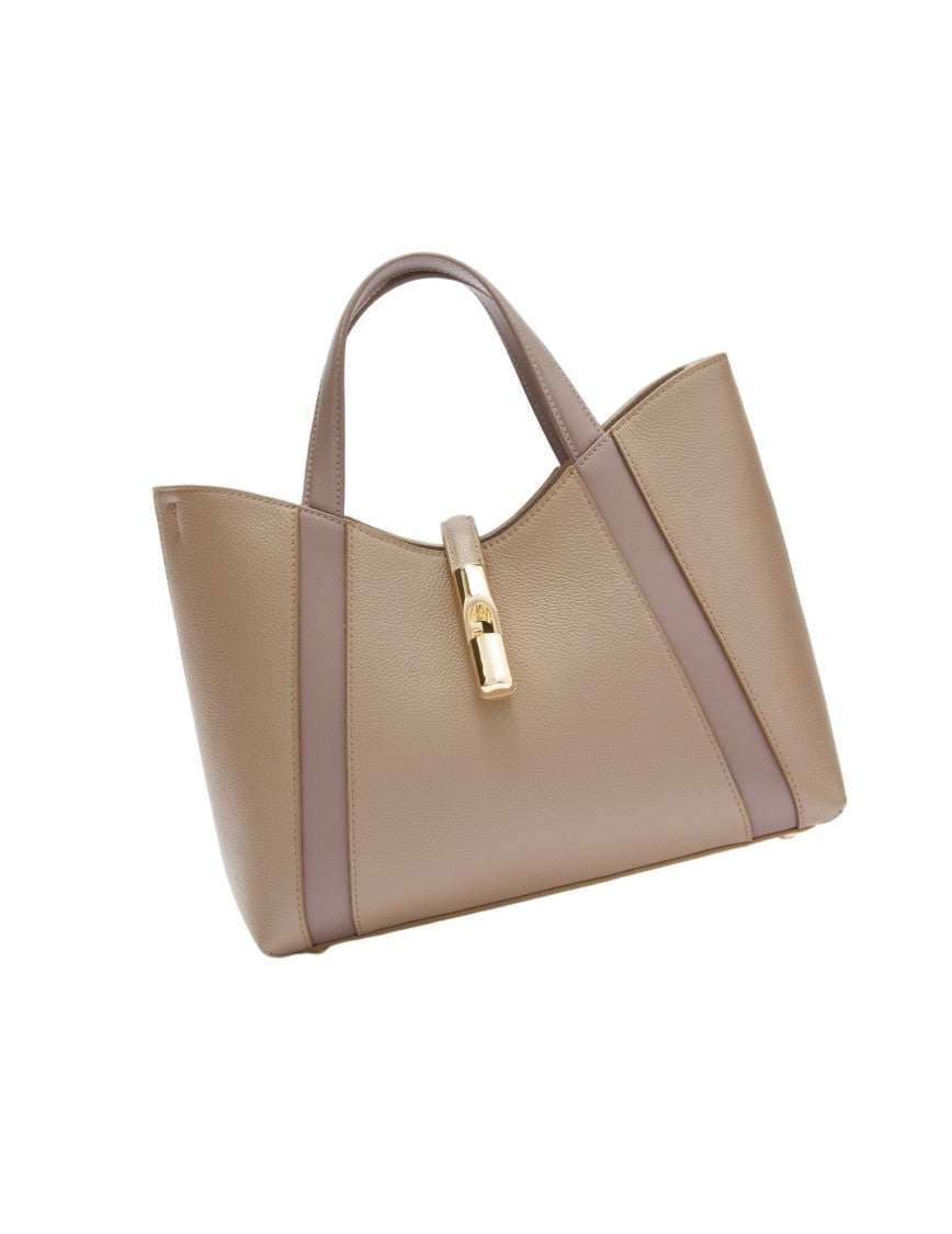 Furla Goccia S Tote Bag In Stucco Color Leather