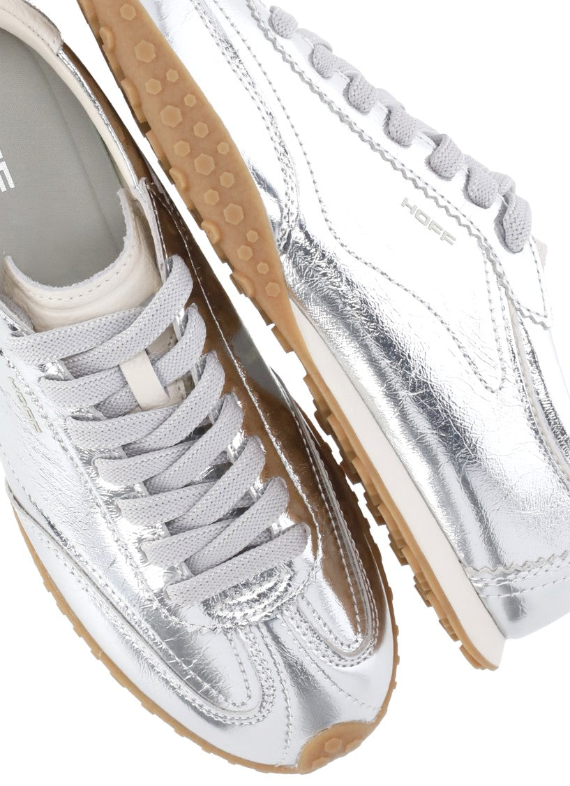 Hoff Metallic Silver Low-Profile Leather-Blend Sneakers